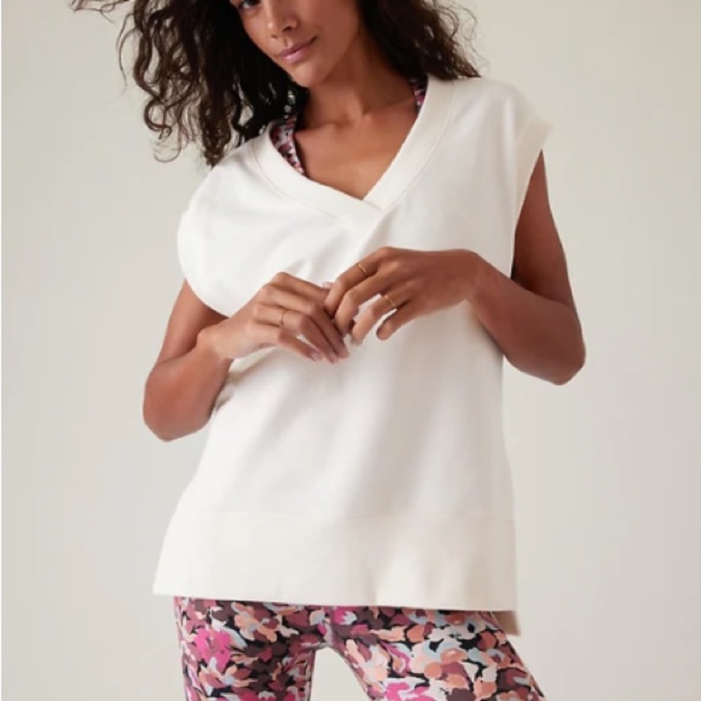 Athleta Retroterry V-Neck Sweatshirt Tee